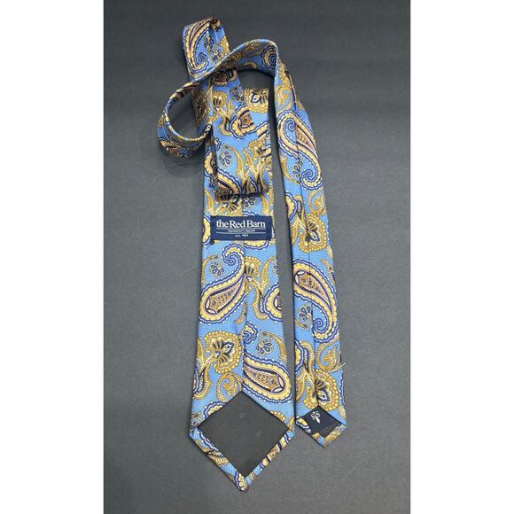 The Red Barn 100% Silk Handmade Tie – Blue, Gold & Purple Paisley – Classic - Picture 2 of 4